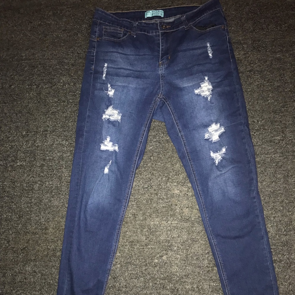 Wax jean crop distressed jeans